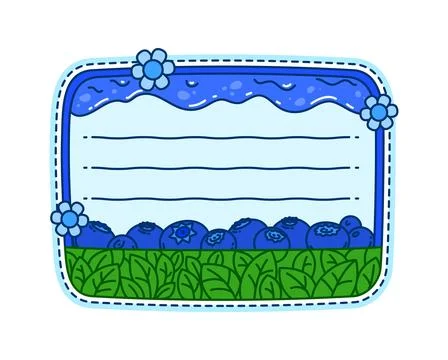 Kids memo note frame with ripe blueberry berries Stock Illustration
