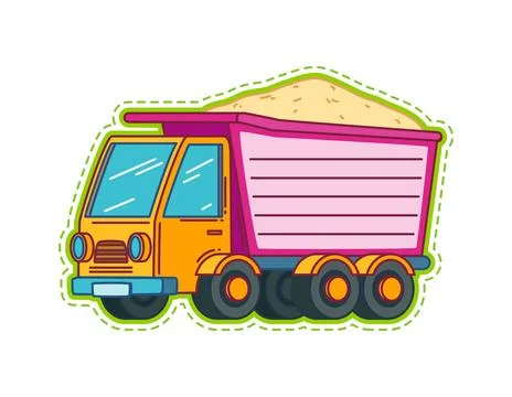 Kids memo note frame with sand dump truck toy Stock Illustration