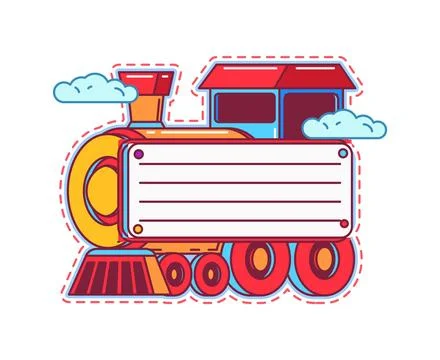 Kids memo note frame with steam locomotive toy Stock Illustration