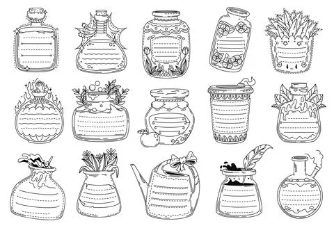 Kids memo note frame stickers with glass bottles Stock Illustration