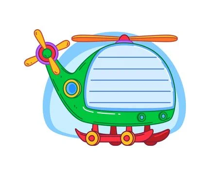 Kids memo note frame with toy helicopter Stock Illustration