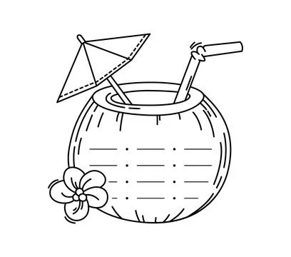 Kids memo note frame with tropical cocktail drink Stock Illustration