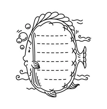 Kids memo note frames with cartoon fish for school Stock Illustration