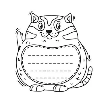 Kids memo note frames with cute chubby cat Illustration