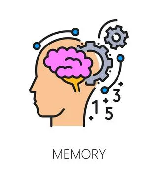 Kids memory cognitive ability line icon or symbol Stock Illustration