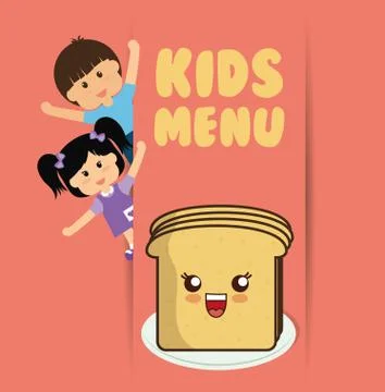 Kids menu boy and girl slice bread 스톡 일러스트