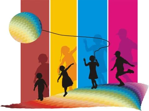 Kids on the move Stock Illustration