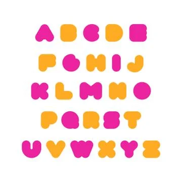 Kids multi-colored rounded bold English font. Stock Illustration