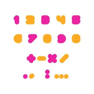 Kids multicolored set of rounded bolld numbers. Stock Illustration