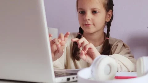 Kid's online courses. Elementary e-learning. Engaging online classes. Dark Stock Footage 253812695
