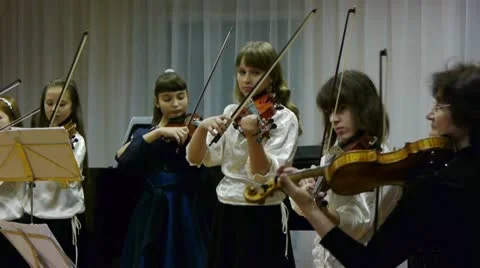 Kids orchestra playing Stock Footage 18160412