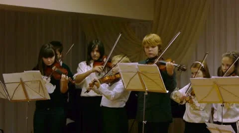 Kids orchestra playing Stock Footage 20482862
