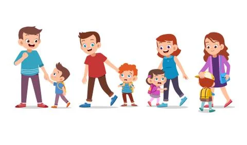 Kids with parent vector set bundle Stock-Illustration