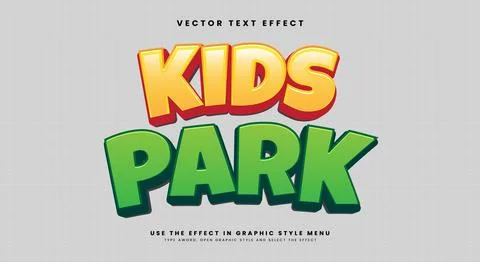 Kids Park 3d editable text effect Template Illustrazione stock