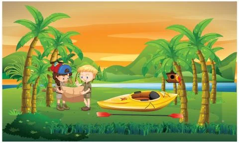Kids in park Stock Illustration