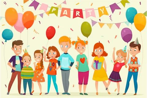 Kids Party Composition Stock Illustration