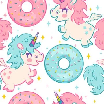 Kids pattern with unicorns 库存插图