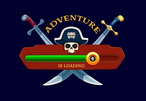 Kids pirate adventures game countdown loading bar Stock Illustration