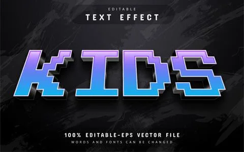 Kids pixel text effect editable Stock Illustration