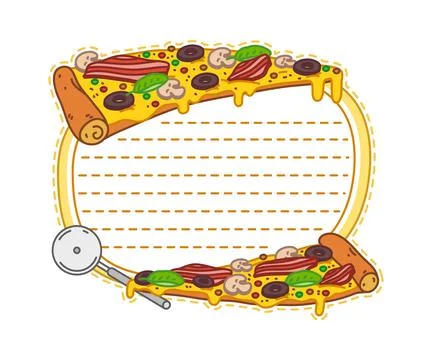 Kids pizza memo note frame template Stock Illustration