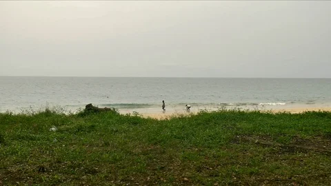 Kids play at the beach Stock Footage 88129815