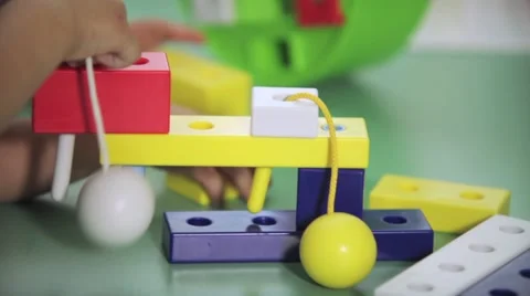 Kids play with the constructor Stock Footage