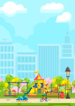 Kids playground in vector design Stock Illustration