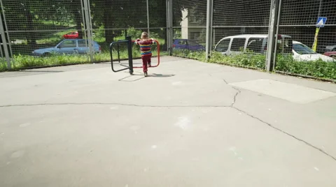 Kids Playing and Having Fun on Playground Stock Footage 63280355