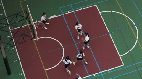 Kids playing basketball Stock Footage 32199379