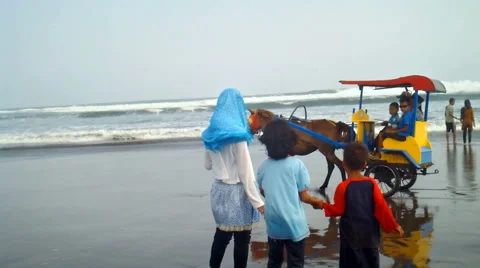 Kids Playing on the Beach Stock Footage 41074360