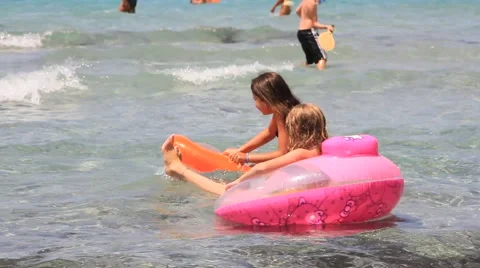 Kids Playing at Beach Stock Footage 46131096
