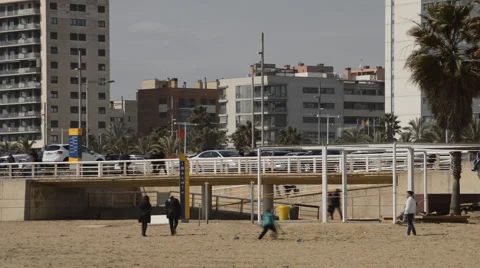 Kids Playing On The Beach Stock Footage 48723479