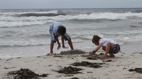 Kids playing on beach in summer Stock Footage 41701965