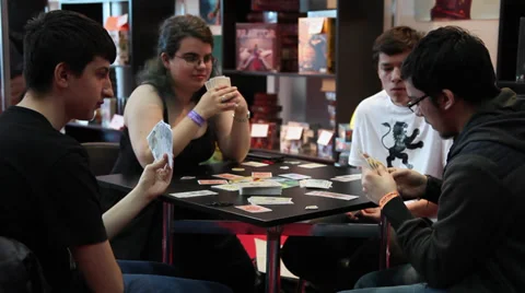 Kids playing board, tabletop, game of card, having fun, spending time together Stock Footage 38291356