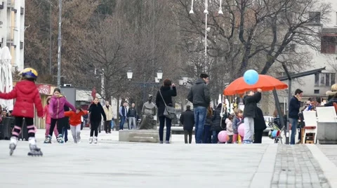 Kids Playing At The City Square Stock Footage 47299372