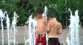 Kids Playing in Fountain HD Footage
