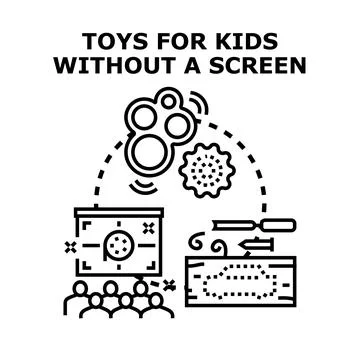 Kids playing with interactive educational offline toys Stock Illustration