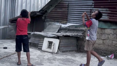 Kids playing kites Stock Footage 254338678