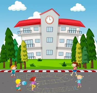 Kids Playing Math Game at School 스톡 일러스트