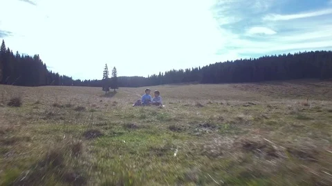 Kids playing on meadow Stock Footage 87085054