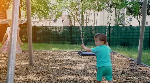 Kids Playing on Playground Stock Footage 52386117