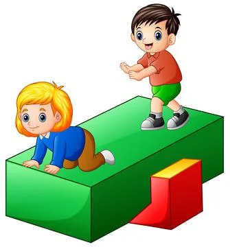 Kids playing in the playground Stock Illustration