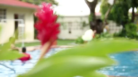 Kids playing in the pool Stock Footage 975049