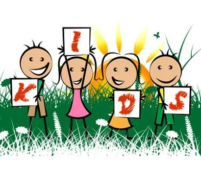 Kids playing representing free time and youngsters Stock Illustration