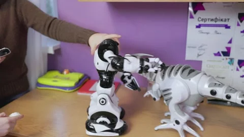 Kids playing with robots Stock Footage 170498686