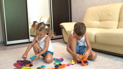 Kids playing in the room Stock Footage 124520645