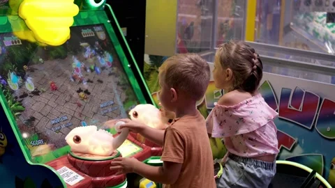 The kids is playing a slot machine. Stock Footage 160046054