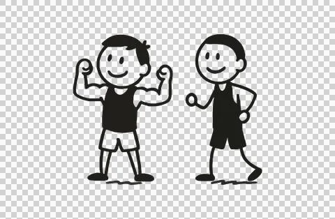 Kids Playing Sports Vector Silhouettes Hand Drawn Doodle Outline Cartoon Stock Photos