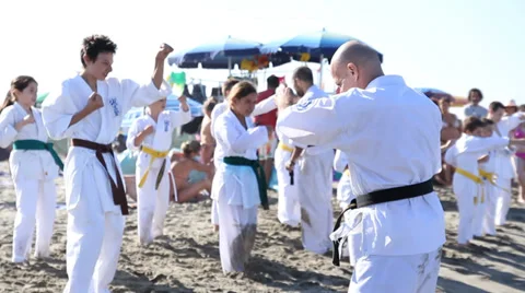 Kids practicing karate Stock Footage 27278129