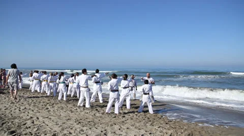 Kids practicing karate Stock Footage 27278165